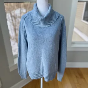 Jeanne Pierre Light Blue Cowl Neck Cotton Sweater Size Medium thumbnail 9