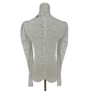 Generation Love White Floral Lace Puff Sleeve Cropped Top Size XXS thumbnail 6