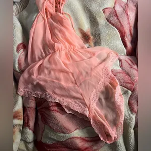 PINK LG salmon pink v neck short teddy thumbnail 2
