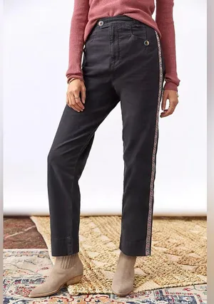 Anthropologie Boho Aztec Tapestry Tapered High Waisted Black Pants Sz 6 thumbnail 1