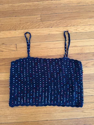 Doen Odina Navy Beaded Knit Crochet Camisole NWT sz XS thumbnail 6
