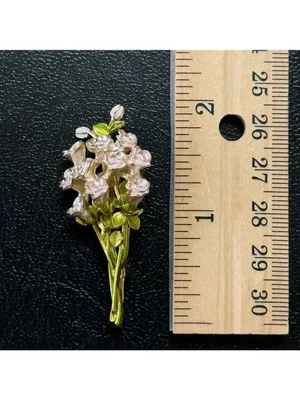 Floral Rose Bouquet Brooch Pink and Green New thumbnail 5