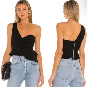 Revolve Superdown Top Black Asymmetrical thumbnail 3