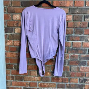 NWT Free People womens deep v long sleeve thong bodysuit lavender L thumbnail 5
