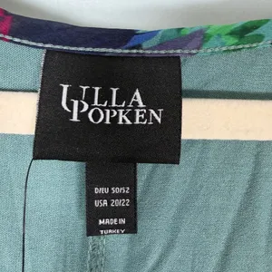 Ulla Popken Size-20/22-Tropical Cape Floral Pleated Chiffon Dress‎ Teal thumbnail 5