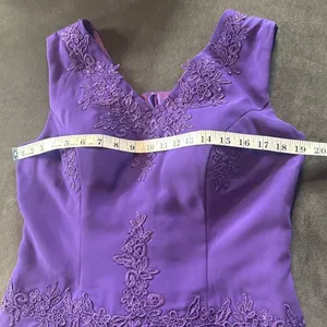 Purple Chiffon Formal Dress Floral Detail Corset Back Matching Jacket Size 12 thumbnail 12