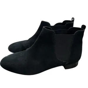 J. Crew Women's 9 Black Suede Chelsea Boots Pull On Ankle Booties Minimalist thumbnail 2