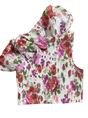 NWOT Abercrombie & Fitch Floral One-Shoulder Ruffle Smocked Top - Size L thumbnail 6