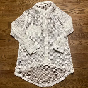 Pol open crochet Button down boho shacket Antique white. Size Medium thumbnail 3