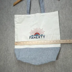 Faherty Tote Bag Unisex OS Cream Gray Coastal Sustainable Beachy Casual Academia thumbnail 5