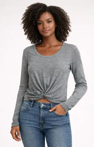 Aerie Real Soft Ribbed Long Sleeve Twist Crop Top thumbnail 1