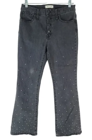 Madewell Jeans Womens‎ 28 Black Scattered Metallic Dot Cali Demi Boot K2484 thumbnail 1