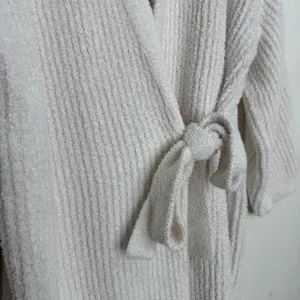 Barefoot Dreams CozyChic Knit Side Tie Ribbed Robe Almond Off White Size XL thumbnail 3