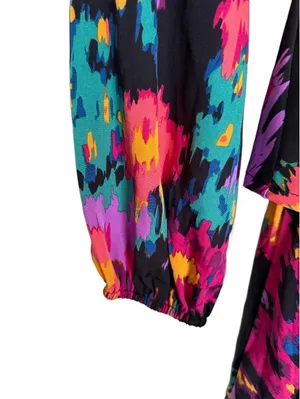 Colorful Retro Mini Dress Large Multicolor Indie Coquette Girl Tier Layer Flare thumbnail 7