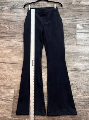 SPANX Pants Womens Sz SMALL Faux Suede Flare Bootcut DARK BLUE #78 thumbnail 5