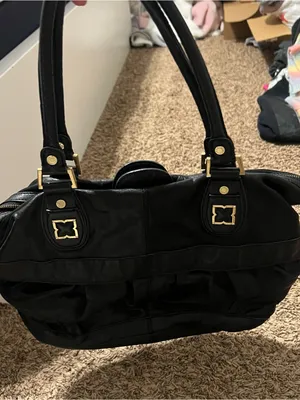 BCBGMaxAzria Black Shoulder Satchel with Gold Hardware thumbnail 6