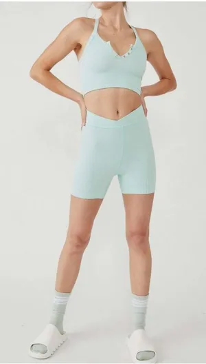 Free People Movement‎ NWT Free Throw Shorts Mint Turquoise Medium Crossover thumbnail 1