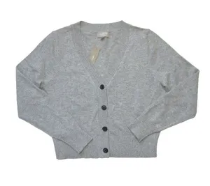 NWT J.Crew Cashmere Cropped V-neck Cardigan Sweater in Heather Gray M thumbnail 1