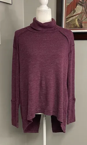 We The Free Tunic Top Cowl Neck Long Sleeve High Low Hem‎ Purple Large thumbnail 1