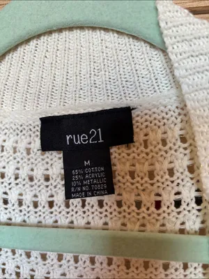 rue21 Cream Open-Front Short-Sleeve Knit Cardigan Medium thumbnail 2