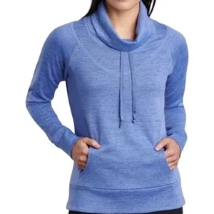 Kuhl Lea Pullover Top Long Sleeve Cowl Pockets Stretch Versatile Cozy Blue L thumbnail 1