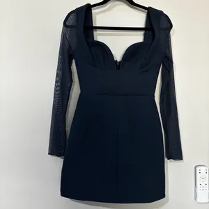 House of CB ANGELIE Midnight Stretch Crepe Plunge Mini Dress thumbnail 2