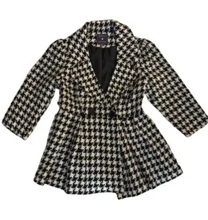 Forever 21 Black & White Houndstooth Peacoat thumbnail 1