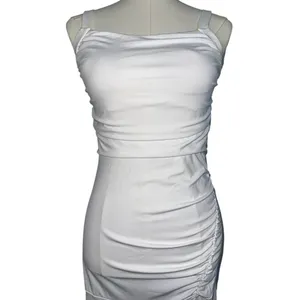 NWOT Halara White Ruched Lace Up Open Back Bodycon Pencil Maxi Dress Size M thumbnail 2