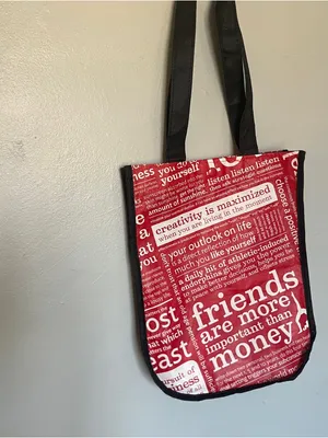 Lululemon Reusable Tote Bag Red Black Grocery Gym Shopper thumbnail 3