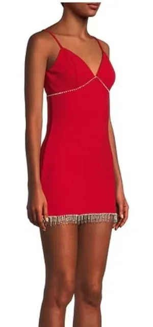 Lulus Red Mini Dress Y2K Glam rhinestones size XL Homecoming Date Party 90s thumbnail 1