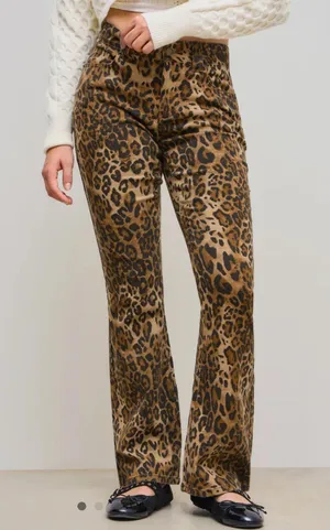 Leopard Print Flare Jeans Multi Size 4 thumbnail 1