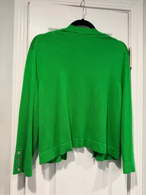 Tommy Hilfiger Size XL Kelly Green Open Front Cardigan Sweater Button Cuff thumbnail 6