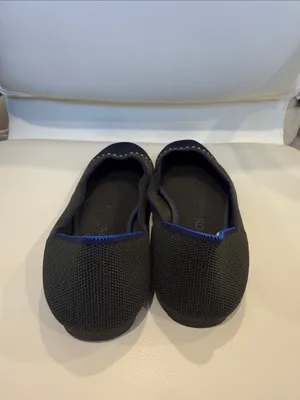 Rothy's The Square Highland Knit Cap Toe‎ Ballet Flats Size 7.5 Navy Blue Green thumbnail 5
