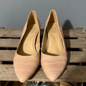 Naturalizer Carmen Crocodile Embossed Tan leather block heels sz 7.5‎ A23 thumbnail 4