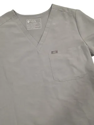 Figs Technical Collection Gray Scrub Top With V-Neck & Pocket Size Medium thumbnail 5