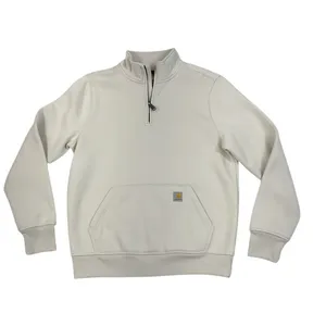 CARHARTT Relaxed-Fit Quarter-Zip Sweatshirt W's Sz M Cream Fleece Inside Cozy thumbnail 4