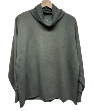 Aerie Women Sz M‎ Cowl Neck Oversized Sweatshirt Green Boho Pullover thumbnail 1