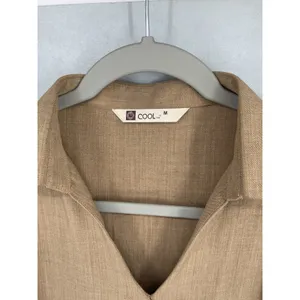 COOL nx Womens Wrap Dress Tan Brown Collared Belted Short Sleeve Medium thumbnail 4