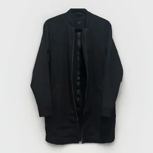 Garnet Hill‎ Size XS Black Longline Bomber Full Zip Jacket Water-Resistant Coat thumbnail 2