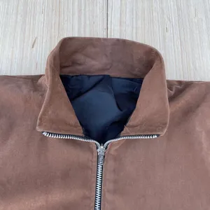 Caramel brown custom made microsuede feel women’s bomber jacket size M medium thumbnail 12