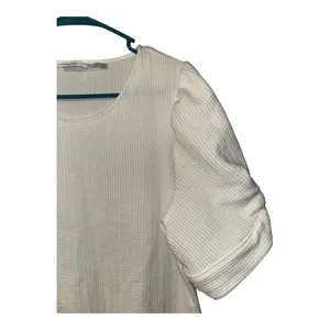 Calvin Klein White Textured Balloon Sleeve‎ Blouse, Womens Large (Approx) thumbnail 3
