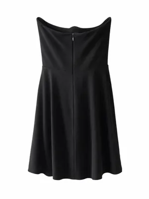 Lulus Black Strapless Neck Skater Mini Dress Womens Large Lined Dark feminine thumbnail 10