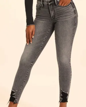 Good American Good Legs Low Distressed GLLSP257BT NWT‎ Black Size 4 thumbnail 1