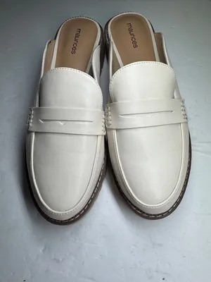 Maurices Gretchen Off-White cream Penny Loafer Mules clogs 11 casual office thumbnail 6