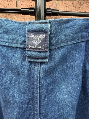 VTG Wrangler Riata Dark Denim Pleated Chino Pants Relaxed Casual Jeans Sz 10X32 thumbnail 8