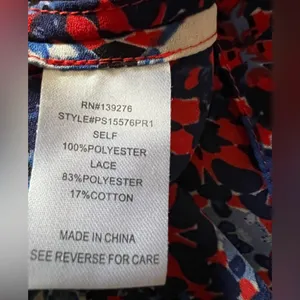 Pale Sky Women's Sleeveless Red and Blue Patterned Top Size Medium thumbnail 5