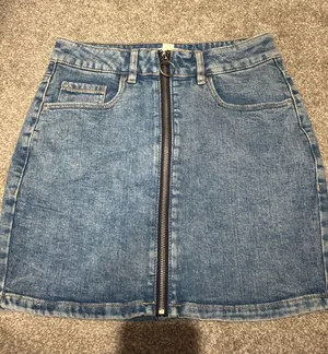 Garage Light Blue Denim Mini Skirt with Front Zip thumbnail 1