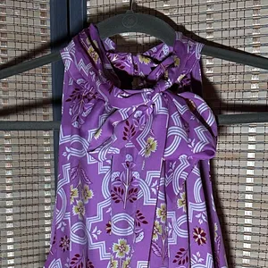 Ann Taylor Lilac Dress with Multicolor Floral Tile Print A-line Halter Dress thumbnail 5