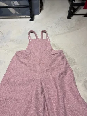 Halara adjustable straps casual teddy Cozy Pink Overalls NWT 1X thumbnail 3