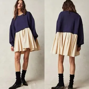 Free People Eleanor Sweatshirt in Tempest Navy Combo L thumbnail 2